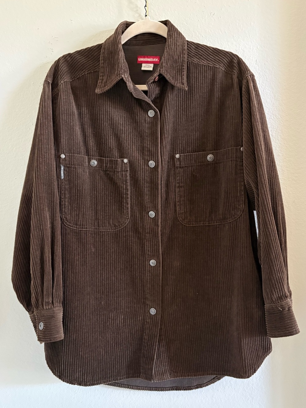 Vintage UNIONBAY Brown Corduroy Button Down Shirt Unisex Shacket - Size Small